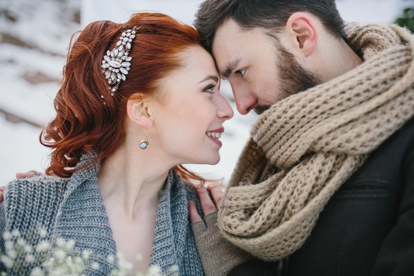 In the winter outdoor intimate couple Stock Photo 01