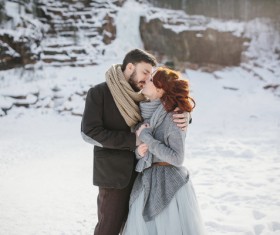 In the winter outdoor intimate couple Stock Photo 02