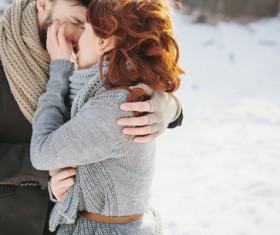 In the winter outdoor intimate couple Stock Photo 03