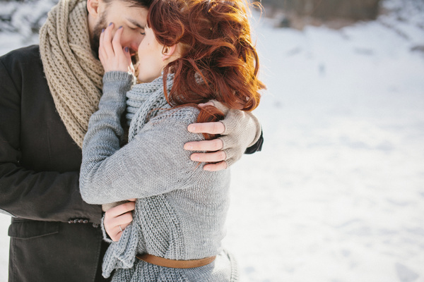 In the winter outdoor intimate couple Stock Photo 03