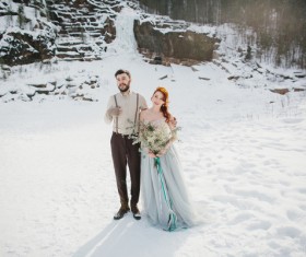 In the winter outdoor intimate couple Stock Photo 04
