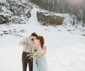 In the winter outdoor intimate couple Stock Photo 05