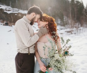 In the winter outdoor intimate couple Stock Photo 06