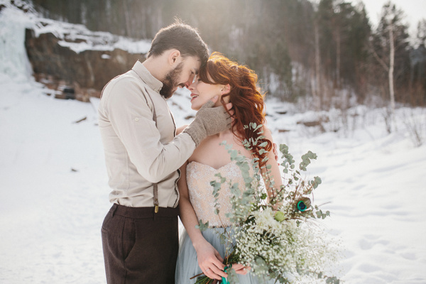 In the winter outdoor intimate couple Stock Photo 06