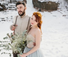 In the winter outdoor intimate couple Stock Photo 08