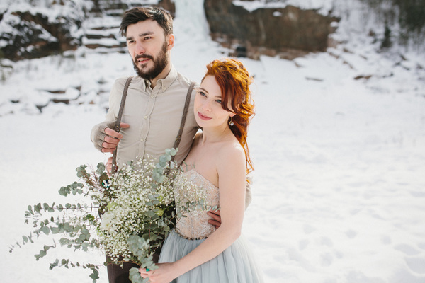 In the winter outdoor intimate couple Stock Photo 08
