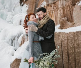 In the winter outdoor intimate couple Stock Photo 09