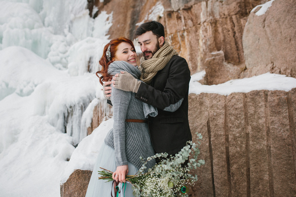 In the winter outdoor intimate couple Stock Photo 09