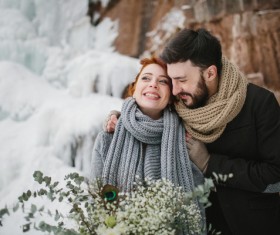 In the winter outdoor intimate couple Stock Photo 10