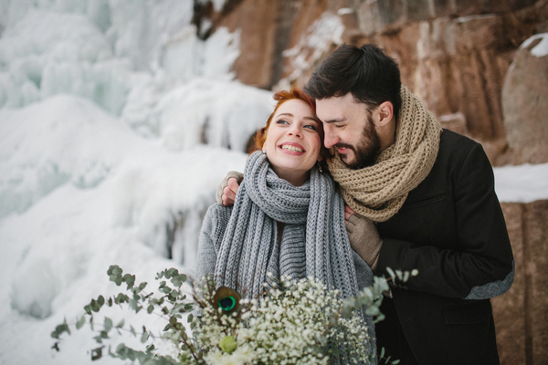 In the winter outdoor intimate couple Stock Photo 10