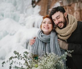 In the winter outdoor intimate couple Stock Photo 11