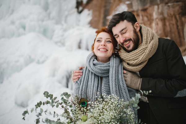 In the winter outdoor intimate couple Stock Photo 11