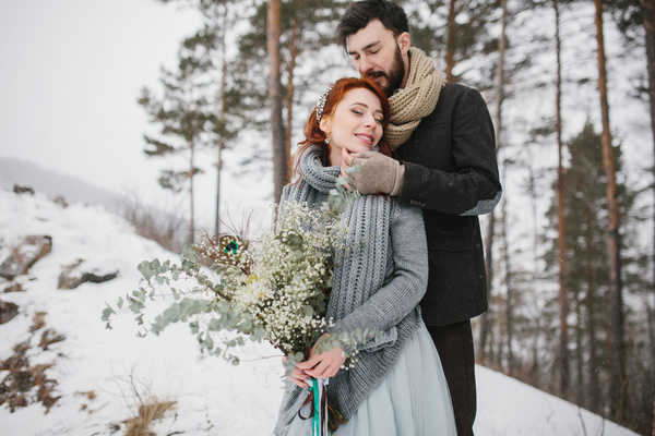 In the winter outdoor intimate couple Stock Photo 14