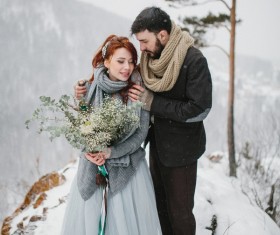 In the winter outdoor intimate couple Stock Photo 16