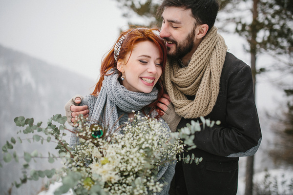 In the winter outdoor intimate couple Stock Photo 17