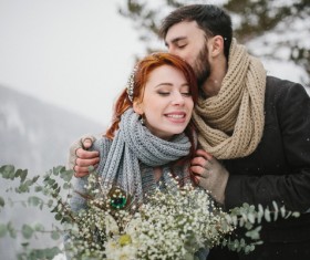 In the winter outdoor intimate couple Stock Photo 18