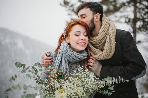 In the winter outdoor intimate couple Stock Photo 18