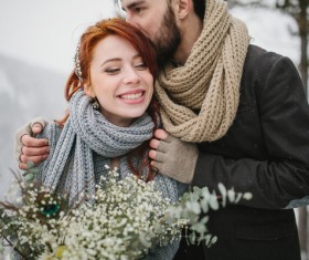 In the winter outdoor intimate couple Stock Photo 19