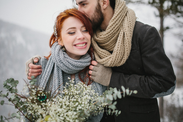 In the winter outdoor intimate couple Stock Photo 19