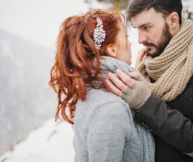 In the winter outdoor intimate couple Stock Photo 20