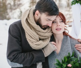 In the winter outdoor intimate couple Stock Photo 24