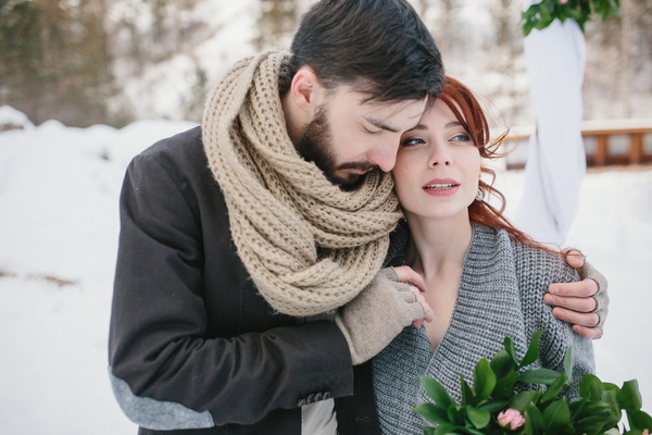 In the winter outdoor intimate couple Stock Photo 24