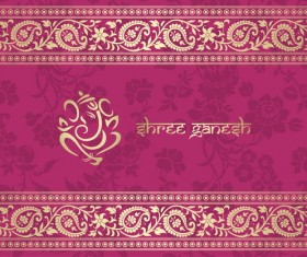 Indian patterns pink styles vector material 02