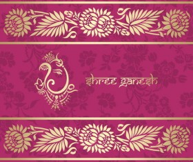 Indian patterns pink styles vector material 04