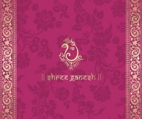 Indian patterns pink styles vector material 06
