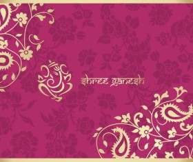 Indian patterns pink styles vector material 07