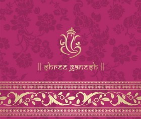 Indian patterns pink styles vector material 09