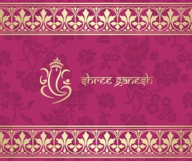 Indian patterns pink styles vector material 10