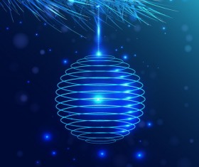 Lines christmas ball decor with blue background vector