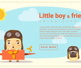 Little boy pilot and friend background vector