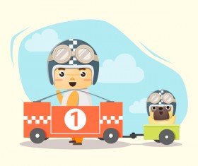 Little boy racer and friend vector