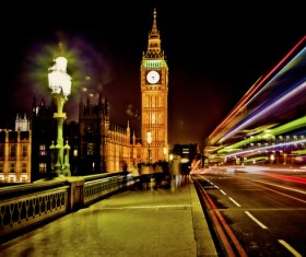 London Big Ben at night lights Stock Photo 01