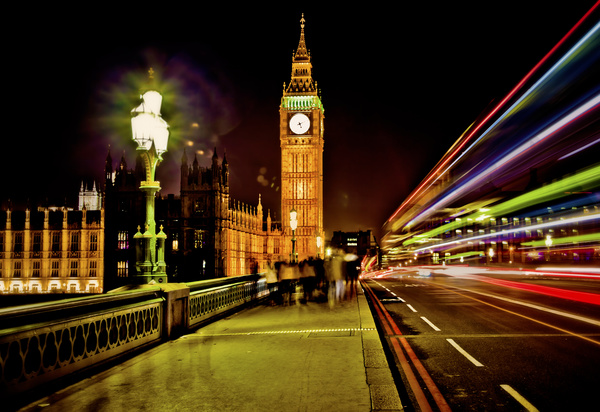 London Big Ben at night lights Stock Photo 01