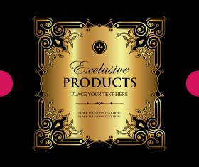 Luxury ornamental gold label vector set 02