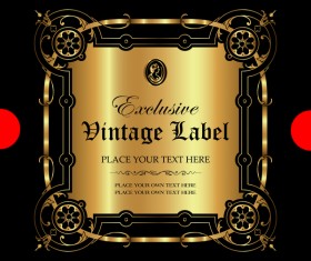 Luxury ornamental gold label vector set 04