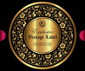 Luxury ornamental gold label vector set 05
