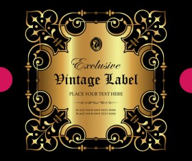 Luxury ornamental gold label vector set 06