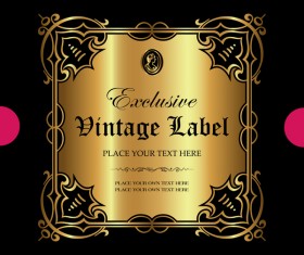 Luxury ornamental gold label vector set 07