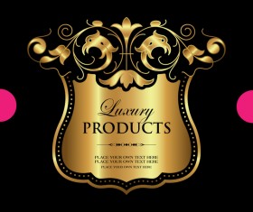 Luxury ornamental gold label vector set 08