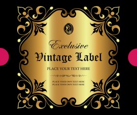 Luxury ornamental gold label vector set 13