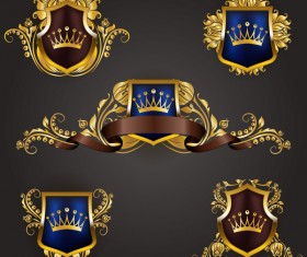Luxury shield label with heraldic vector 01