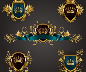 Luxury shield label with heraldic vector 02