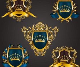 Luxury shield label with heraldic vector 03