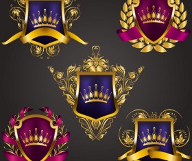 Luxury shield label with heraldic vector 04