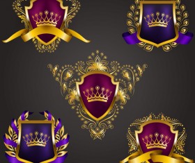 Luxury shield label with heraldic vector 05
