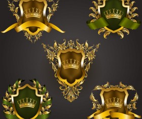 Luxury shield label with heraldic vector 06